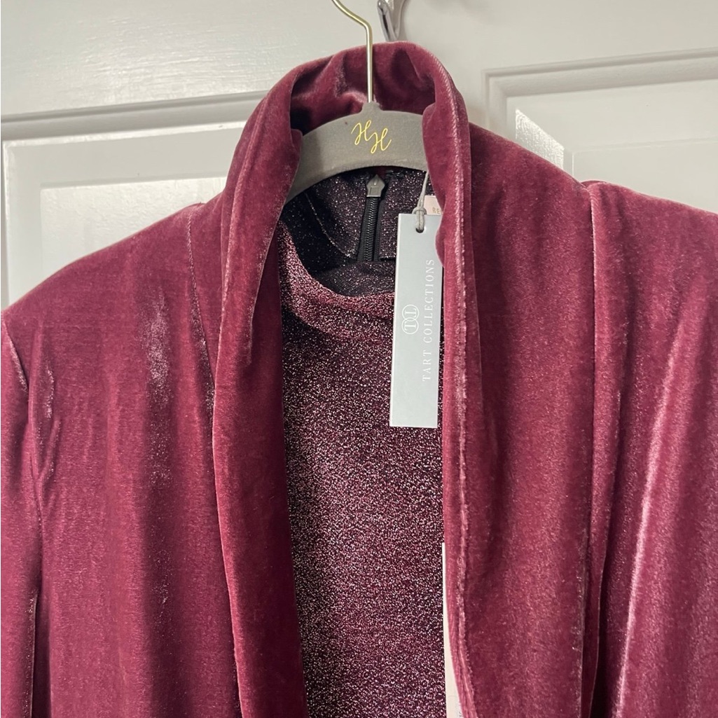 Rebecca Taylor Shimmering Lurex Top And Bonus Velvet Blazer Duo Lot Of 2
